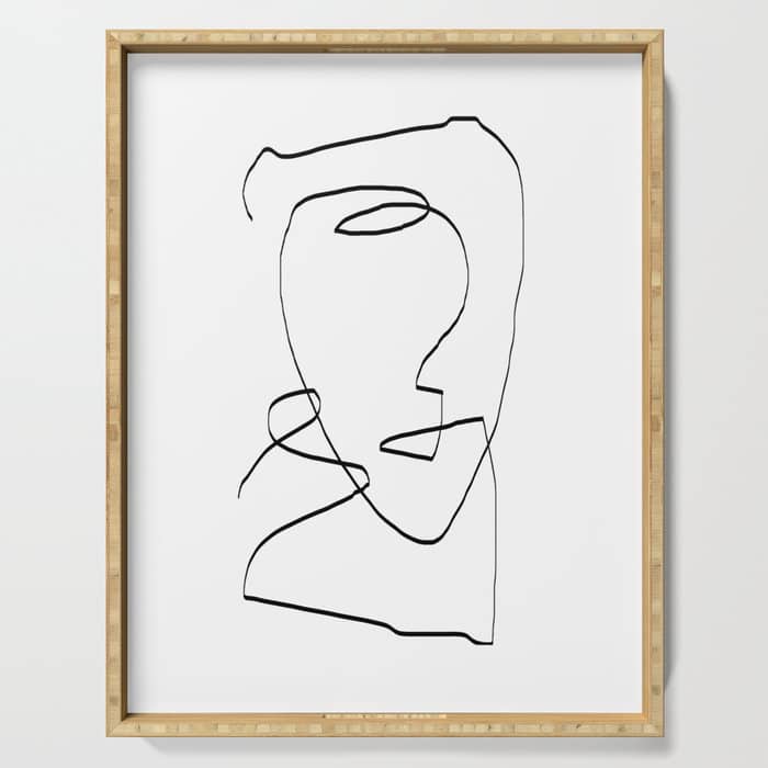Abstract Head, Minimalist Line Art Serving Tray