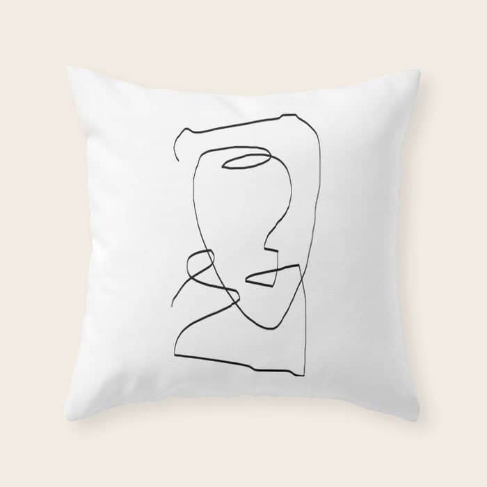 Abstract Head, Minimalist Line Art Throw Pillow