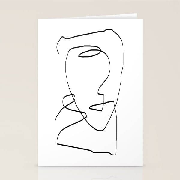 Abstract Head, Minimalist Line Art Stationery Card