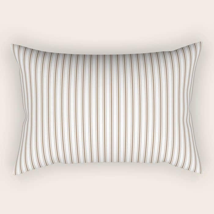 Mattress Ticking Narrow Striped Pattern In Dark Brown And White Rectangular Pillow