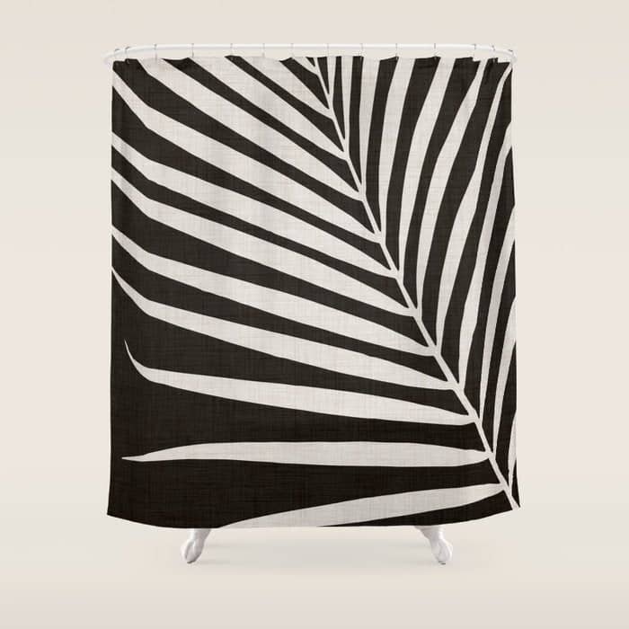 Black And White Palm Frond Shower Curtain