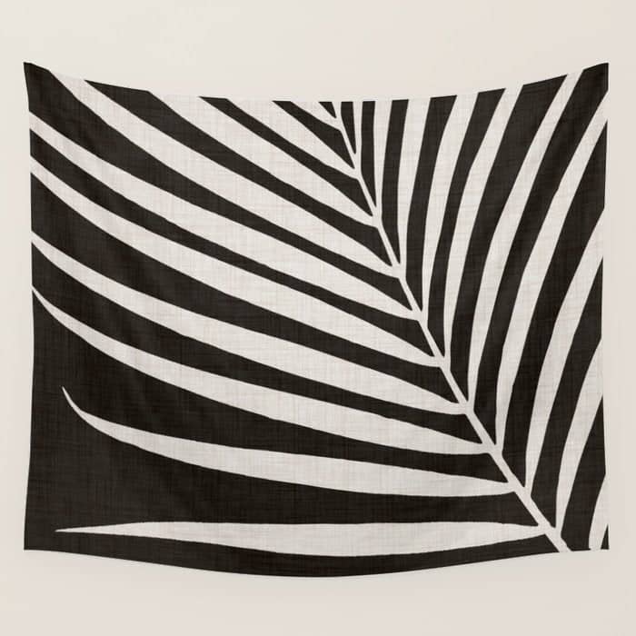 Black And White Palm Frond Wall Tapestry