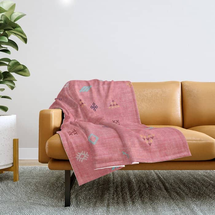 Cactus Silk Pattern In Pink Throw Blanket