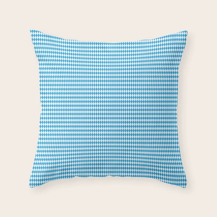 Oktoberfest Bavarian Blue And White Small Diagonal Diamond Pattern Throw Pillow