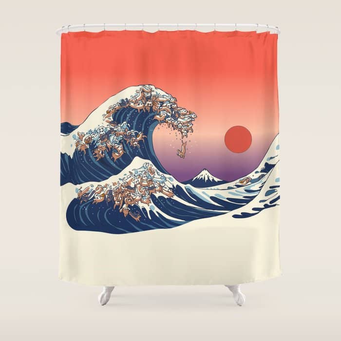 The Great Wave Of Dachshunds Shower Curtain