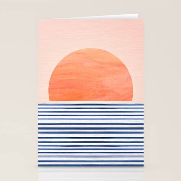 Summer Sunrise Minimal Abstract Landscape Stationery Card