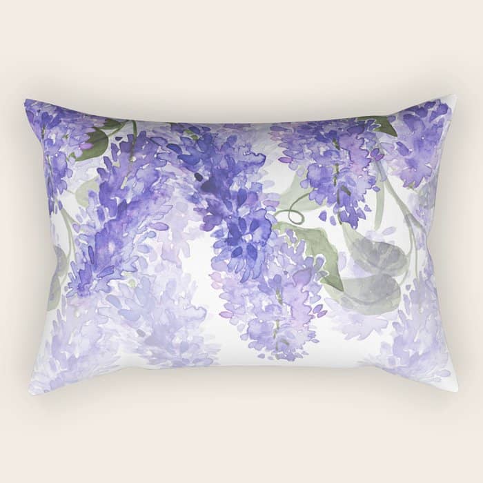 Purple Wisteria Flowers Rectangular Pillow