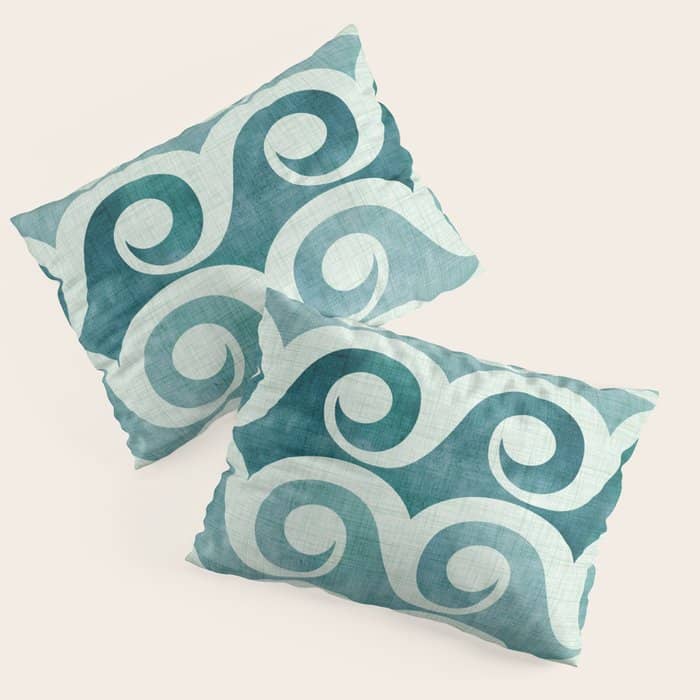 Vintage Waves Tropical Teal Geometric Pattern Pillow Sham