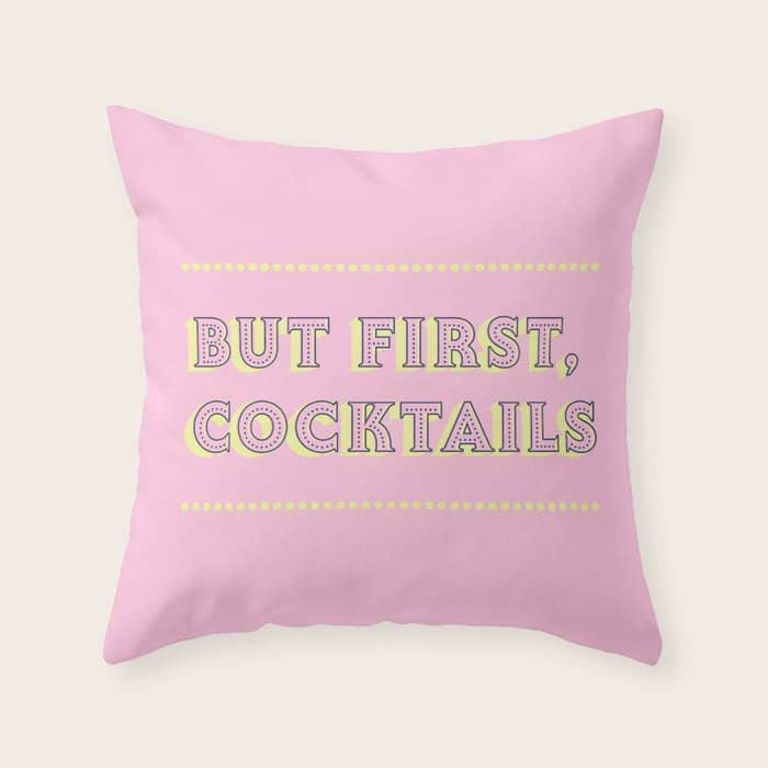 Pastel Pink Party Cocktails Throw Pillow