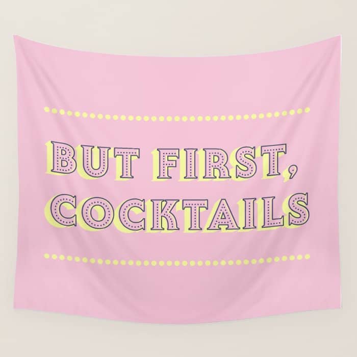 Pastel Pink Party Cocktails Wall Tapestry
