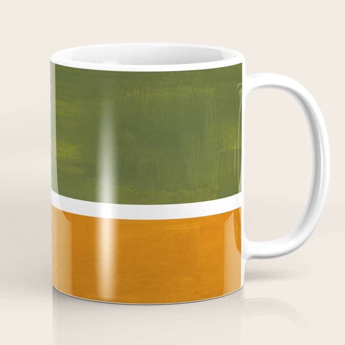 Olive Green Yellow Ochre Minimalist Abstract Colorful Midcentury Pop Art Rothko Color Field Coffee Mug