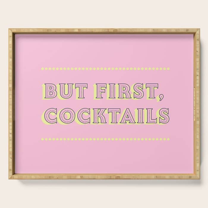 Pastel Pink Party Cocktails Serving Tray