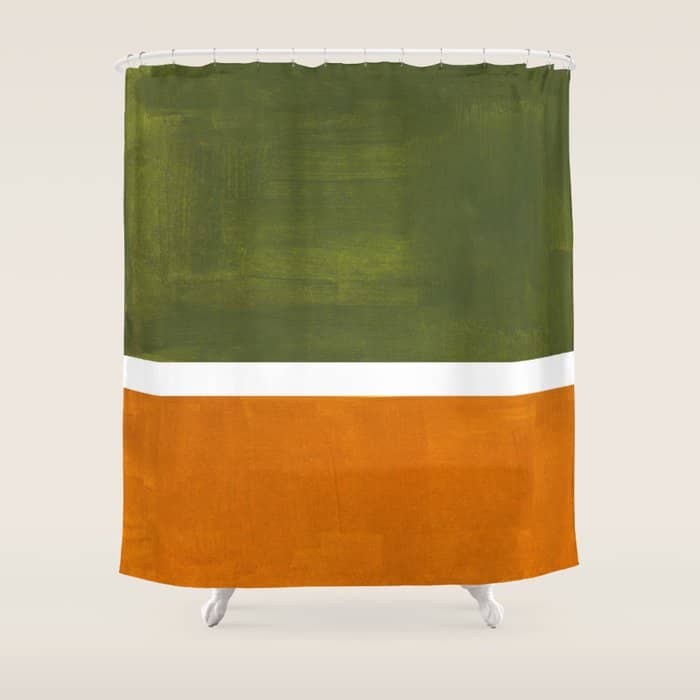 Olive Green Yellow Ochre Minimalist Abstract Colorful Midcentury Pop Art Rothko Color Field Shower Curtain