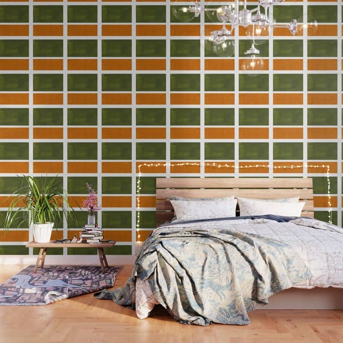 Olive Green Yellow Ochre Minimalist Abstract Colorful Midcentury Pop Art Rothko Color Field Wallpaper
