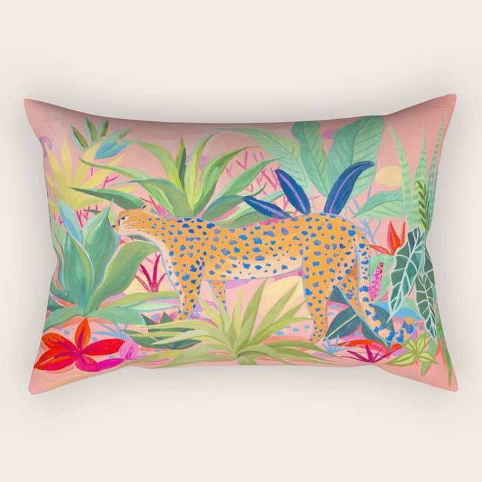 Leopard In Succulent Garden Rectangular Pillow