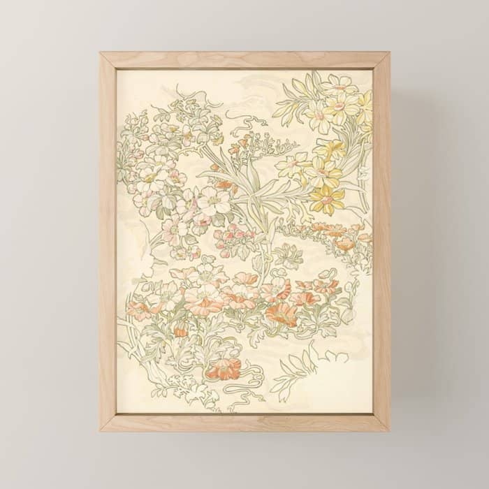 Alphonse Mucha "Anemones, Apple Blossoms And Narcissis" Mini Art Print