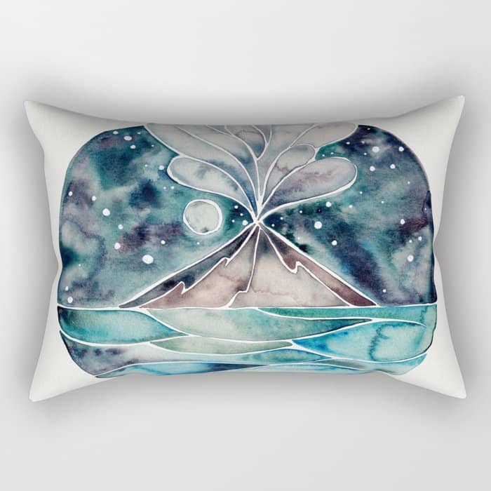 Stromboli Volcano At Midnight - Blue Palette Rectangular Pillow