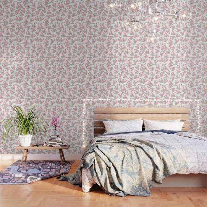 Pink Lilac Yellow Green Watercolor Magical Unicorn Floral Wallpaper