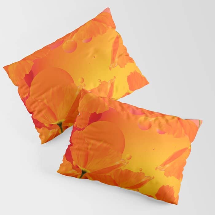 Poppy Flowers In Sunset Colors #Decor #Homestorie #Buyart Pillow Sham