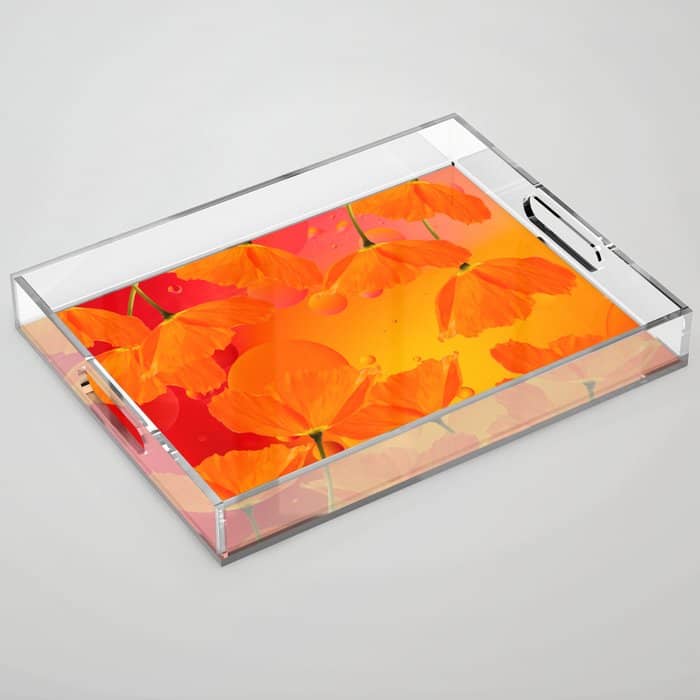 Poppy Flowers In Sunset Colors #Decor #Homestorie #Buyart Acrylic Tray