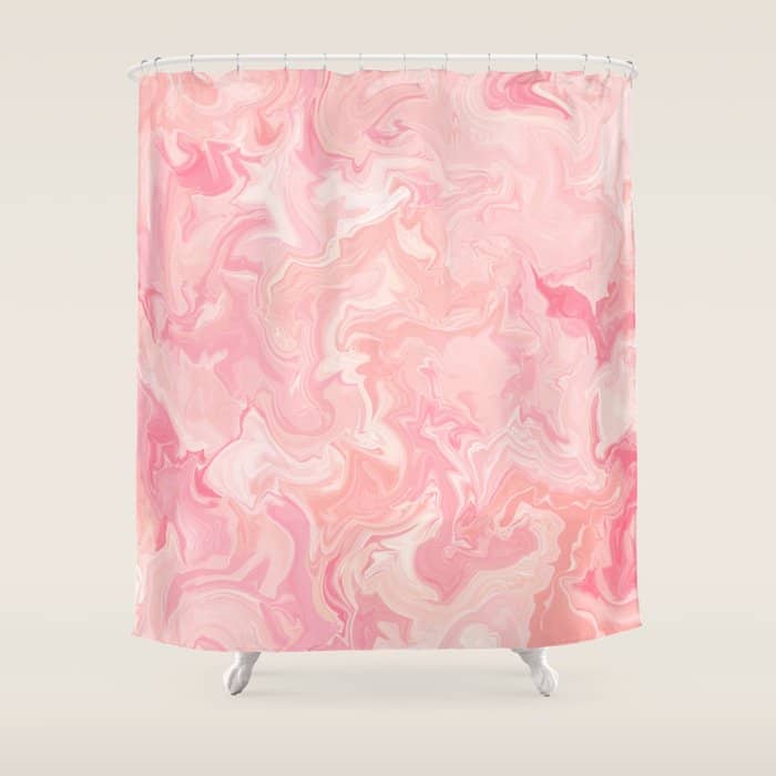 Blush Pink Abstract Watercolor Marble Pattern Shower Curtain