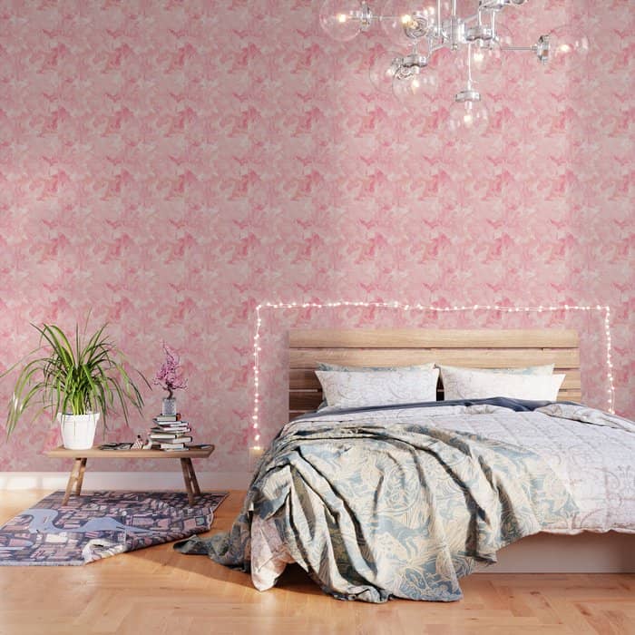Blush Pink Abstract Watercolor Marble Pattern Wallpaper