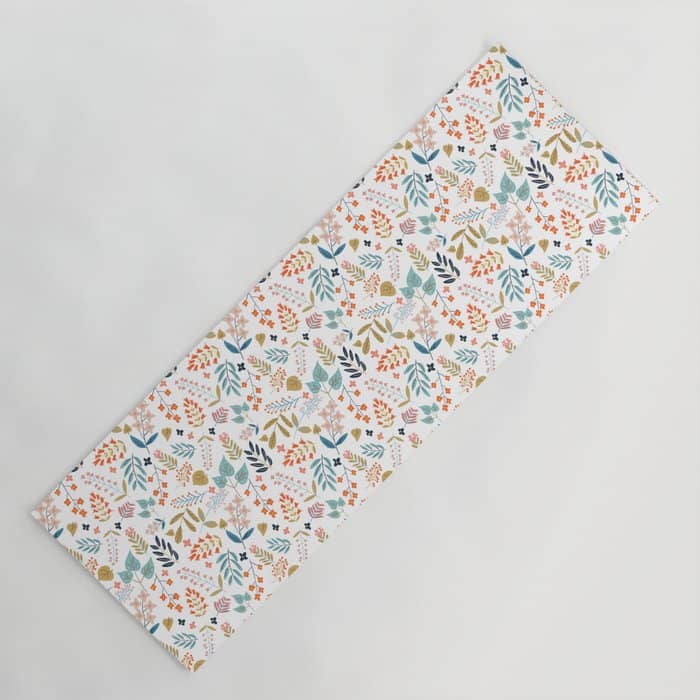 Botanical Harmony | Floral Vintage Plants Colorful Leaves | Autumn Spring Nature Bohemian Chic Yoga Mat