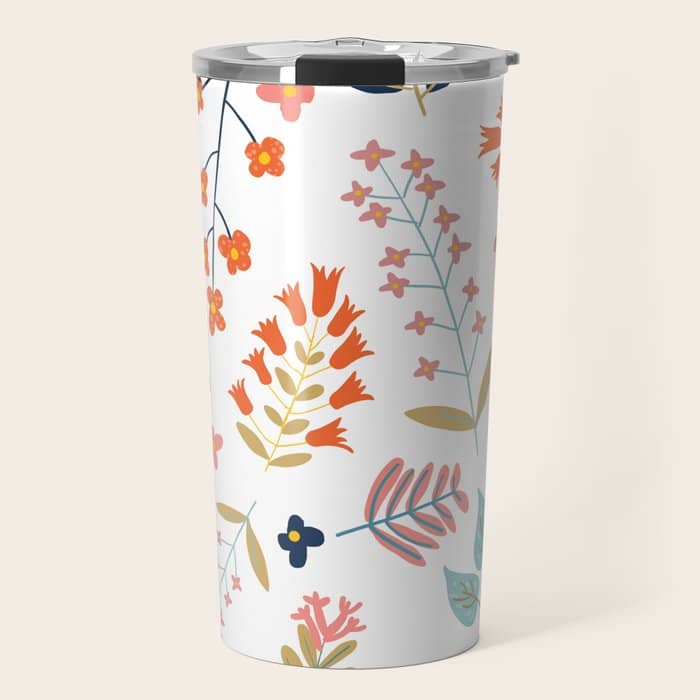 Botanical Harmony | Floral Vintage Plants Colorful Leaves | Autumn Spring Nature Bohemian Chic Travel Mug