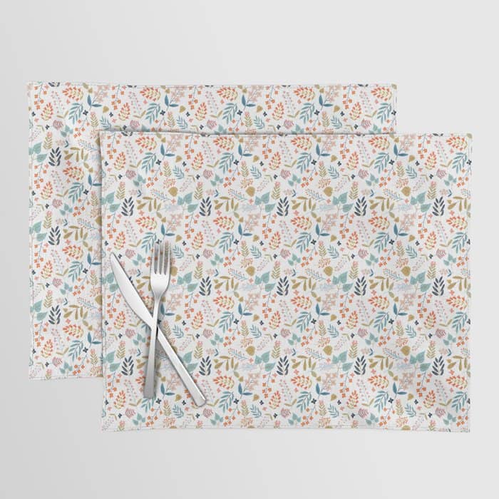 Botanical Harmony | Floral Vintage Plants Colorful Leaves | Autumn Spring Nature Bohemian Chic Placemat