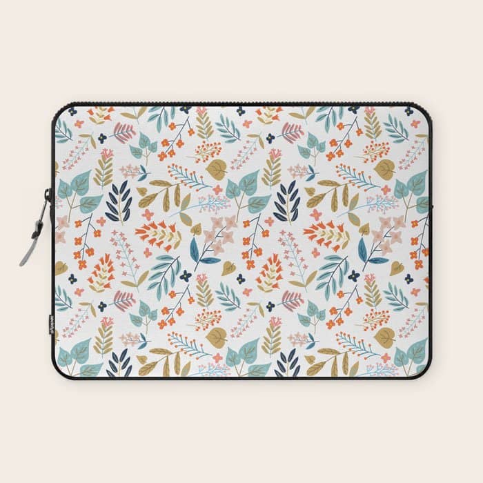Botanical Harmony | Floral Vintage Plants Colorful Leaves | Autumn Spring Nature Bohemian Chic Laptop Sleeve