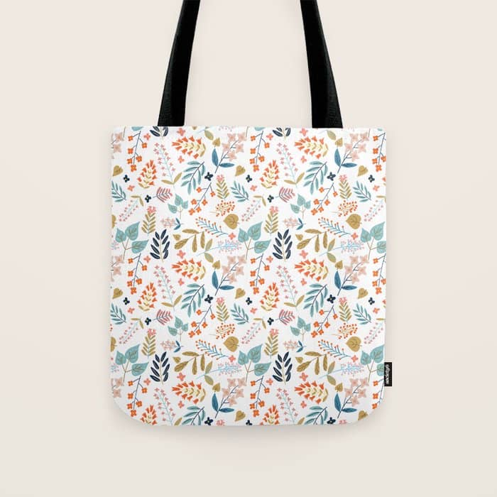 Botanical Harmony | Floral Vintage Plants Colorful Leaves | Autumn Spring Nature Bohemian Chic Tote Bag
