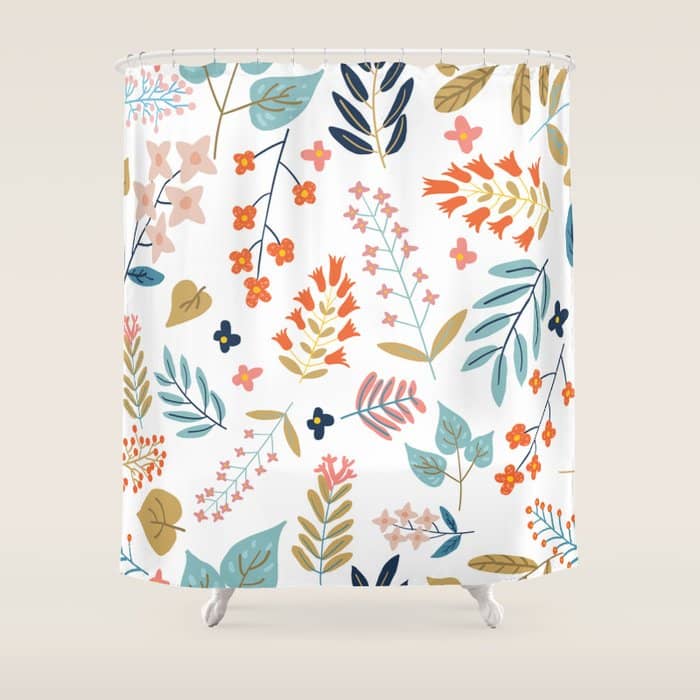 Botanical Harmony | Floral Vintage Plants Colorful Leaves | Autumn Spring Nature Bohemian Chic Shower Curtain
