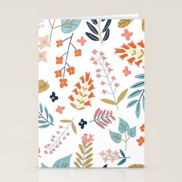 Botanical Harmony | Floral Vintage Plants Colorful Leaves | Autumn Spring Nature Bohemian Chic Stationery Card