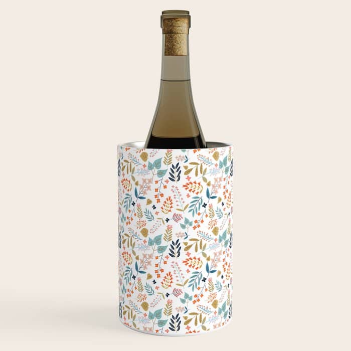 Botanical Harmony | Floral Vintage Plants Colorful Leaves | Autumn Spring Nature Bohemian Chic Wine Chiller