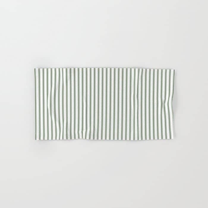 Small Dark Forest Green And White Mattress Ticking Stripes Bath Towel