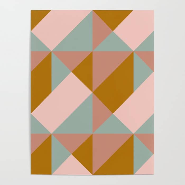 Retro Geometric Triangles In Earthy Pastels Poster