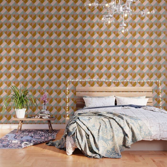 Retro Geometric Triangles In Earthy Pastels Wallpaper