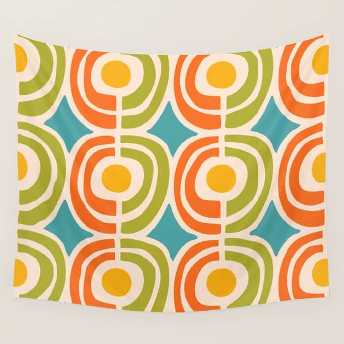 Mid Century Modern Solar Flares Pattern 2 Wall Tapestry