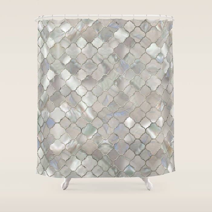 Quatrefoil Moroccan Pattern Mother Of Pearl Shower Curtain