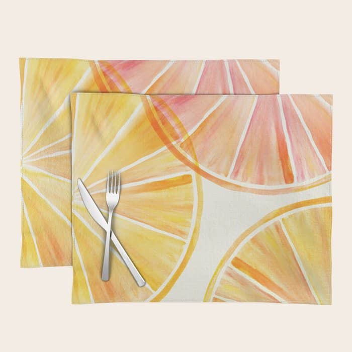 Sunny Citrus Watercolor Illustration Placemat