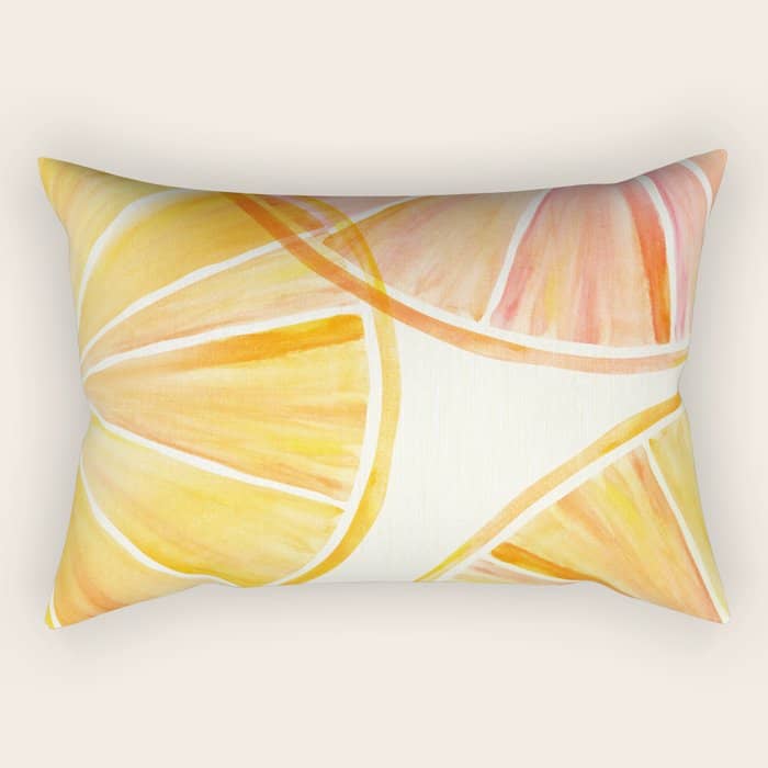 Sunny Citrus Watercolor Illustration Rectangular Pillow