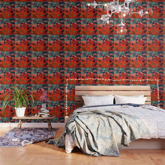 GrüN-Rot Otto Freundlich 1939 Abstract Art Mid Century Modern Geometric Colorful Shapes Hard Edge Wallpaper