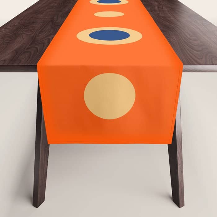 Mid Century Modern Scandinavian Art 241 Orange Blue Table Runner