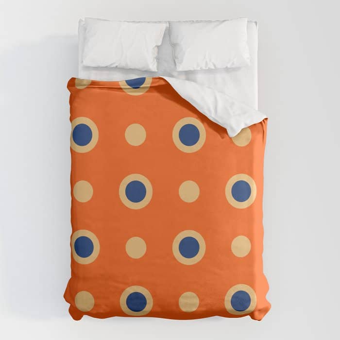 Mid Century Modern Scandinavian Art 241 Orange Blue Duvet Cover