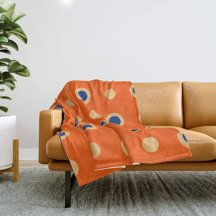 Mid Century Modern Scandinavian Art 241 Orange Blue Throw Blanket