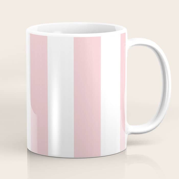Large White And Light Millennial Pink Pastel Circus Tent Stripe Coffee Mug