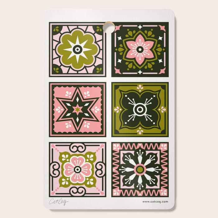 Talavera Mexican Tile - Blush & Sage Palette Cutting Board
