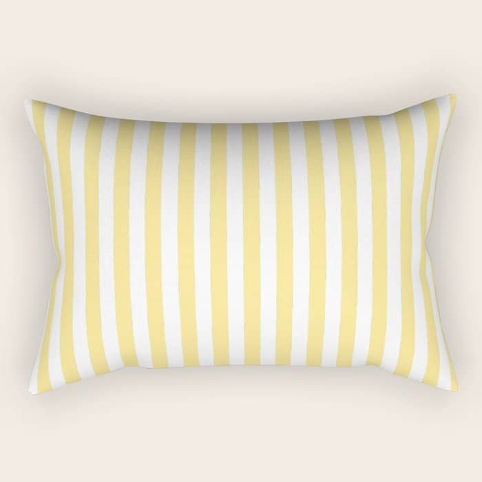 Modern Geometrical Baby Yellow White Stripes Pattern Rectangular Pillow