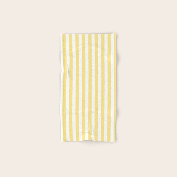 Modern Geometrical Baby Yellow White Stripes Pattern Bath Towel