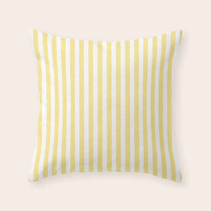 Modern Geometrical Baby Yellow White Stripes Pattern Throw Pillow